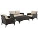 Kiawah Outdoor Wicker Conversation Set - Loveseat 2 Arm Chairs & Coffee Table Sand & Brown - 4 Piece