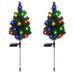 2Set Solar Christmas Tree w/20pcs Multicolor C6 LED Christmas Lights for Outdoor Christmas Decorations Solar Powered Prelit Small Christmas Tree for Holiday Outside Pathway Garden Yard Decor
