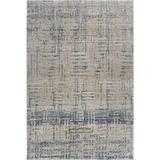 LR Home Imara Ehran Cream/Blue Transitional Geometric Polyester Area Rug 5 3 x 7 6