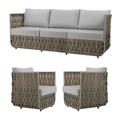 Home Square 3-Piece Set with Outdoor Sofa & 2 Outdoor Chairs in Gray