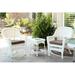 3 Piece White Wicker Chair And End Table Set With Brown Chair Cushion