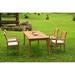 Grade-A Teak Dining Set: 4 Seater 5 Pc: 71 Rectangle Table And 4 Mas Stacking Arm Chairs Outdoor Patio WholesaleTeak #WMDSMS13