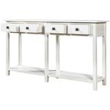 Hassch Rustic Brushed Texture Entryway Table Console Table With Drawer And Bottom Shelf For Living Roomï¼ˆIvory Whiteï¼‰