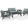 6 Piece Kaplan Outdoor Seating Set with Mist Cushion - Loveseat Two Chairs Two Side Tables Coffee Table