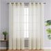 THD Natalie Faux Linen Semi Sheer Privacy Sun Light Filtering Transparent Window Grommet Short Thick Curtains Drapery Panels Kitchen & Bathroom 2 Panels