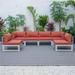 Chelsea Patio Sectional Weathered Grey Aluminum with Cushions Orange - 6 Piece