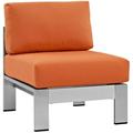 Ergode Shore Armless Outdoor Patio Aluminum Chair - Silver Orange