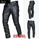 Pantalon de moto en cuir noir pour hommes avec poches cargo sans ceinture