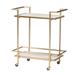 Louise Contemporary Glam and Luxe Gold Metal and White Marble 2-Tier Wine Cart