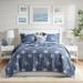 Harbor House Seaside 4 Piece Cotton Reversible Embroidered Quilt Set with Throw Pillow