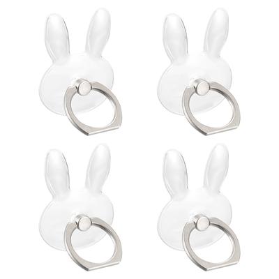 Transparent Phone Ring Holders, Clear Finger Grip Stand (Rabbit Shape), 4Pcs - Transparent, Silver