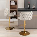 Adjusatble Height Swivel Barstools, Modern PU Upholstered Bar Stools with Back Tufted, for Home Pub