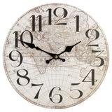 Northlight 12 Ivory and Black Battery Operated Round Wall Clock with World Globe Design
