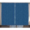 Navy Blue Decor Curtains 2 Panels Set Nostalgic Polka Dots Mixed with Little Stars Retro Fashion Texture Decor Window Drapes for Living Room Bedroom 108W X 84L Inches Indigo White by Ambesonne