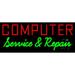 Computer Service And Repair LED Neon Sign 13 x 32 - inches Clear Edge Cut Acrylic Backing with Dimmer - Bright and Premium built indoor LED Neon Sign for Computer & Electronics store decor.