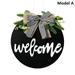 Round Home Decor Wooden Farmhouse Welcome Home Sign Welcome Wreath Sign Sunflower & Bow Front Door Decor MODEL A