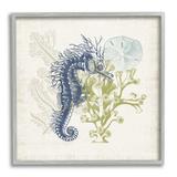 Stupell Industries Intricate Seahorse Overlay Sand Dollar Coral Botanicals Graphic Art Gray Framed Art Print Wall Art Design by Victoria Barnes
