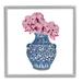 Stupell Industries Modern Floral Ikebana Arrangement Ornate Blue Vase Graphic Art Gray Framed Art Print Wall Art Design by Amelia Noyes