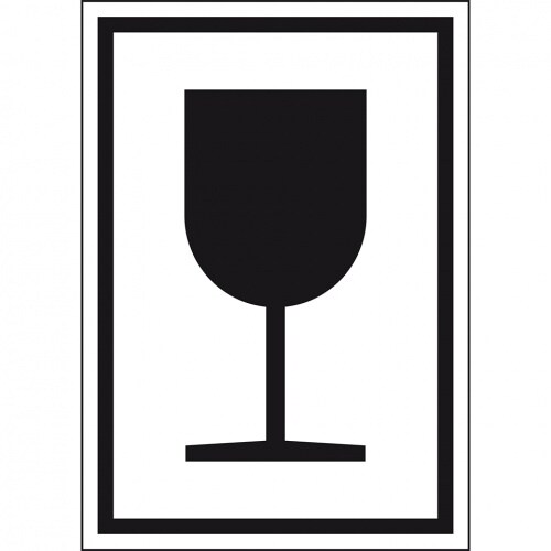 Aufkleber I Verpackungskennzeichen Vorsicht zerbrechlich, Folie, 74x105mm, 500/Rolle, DIN EN ISO 780 Image