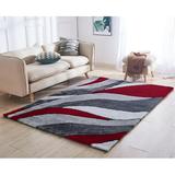 Handmade Rectangle Glamour Casual Silky Polyester Fibers Shag Area Rug Transitional Accent Indoor Chic Solid Pattern Softness Underfoot Fluffy Rug Hand-Tufted Ultra Soft Cozy Ivory Area Rug Red