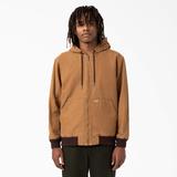 Dickies Men's Hooded Bomber Jacket - Stonewashed Brown Duck Size M (JTR07)