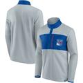 Men's Fanatics Branded Gray/Blue New York Rangers Hockey Polar Fleece Quarter-Snap Jacket