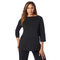 Plus Size Women's Fold-Over Boatneck Top by The London Collection in Black (Size M)