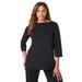 Plus Size Women's Fold-Over Boatneck Top by The London Collection in Black (Size S)