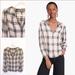 J. Crew Tops | New J. Crew Women's Point Sur Plaid Ruffled Xxs | Color: Cream/White | Size: Xxs