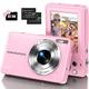 Digital Camera with 32G Micro Memory Card 1080P Camera for Kids 44MP Compact Digital Camera Photo Camera Digital Camera Cheap with 2.4" Screen and 2 Battery for Girls, Boys, Beginner-Pink