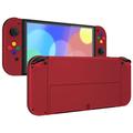 eXtremeRate Vampire Red Soft Touch Full Set Shell for Nintendo Switch OLED, Replacement Console Back Plate & Metal Kickstand, NS Joycon Handheld Controller Housing & Buttons for Nintendo Switch OLED