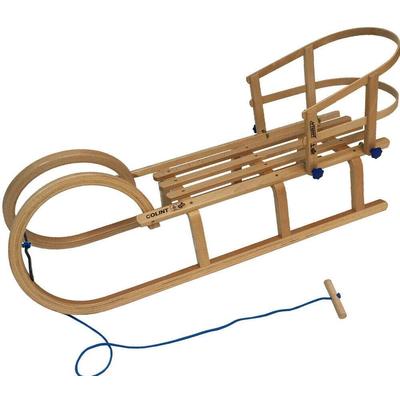 Hörnerrodel COLINT "Hörner 110 mit Holzlehne und Leine", braun (buchefarben), SchlittenB:34,5cm H:38cm L:110cm, Buchenholz, B:34,5cm H:38cm L:110cm