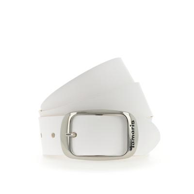 Ledergürtel TAMARIS, Damen, Gr. 80, weiß, Rindsleder, unifarben, casual,modisch, Gürtel, Doppelschließe in glänzendem Silber Image