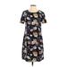 Maurices Casual Dress - Shift Crew Neck Short sleeves: Blue Floral Dresses - Women's Size X-Small