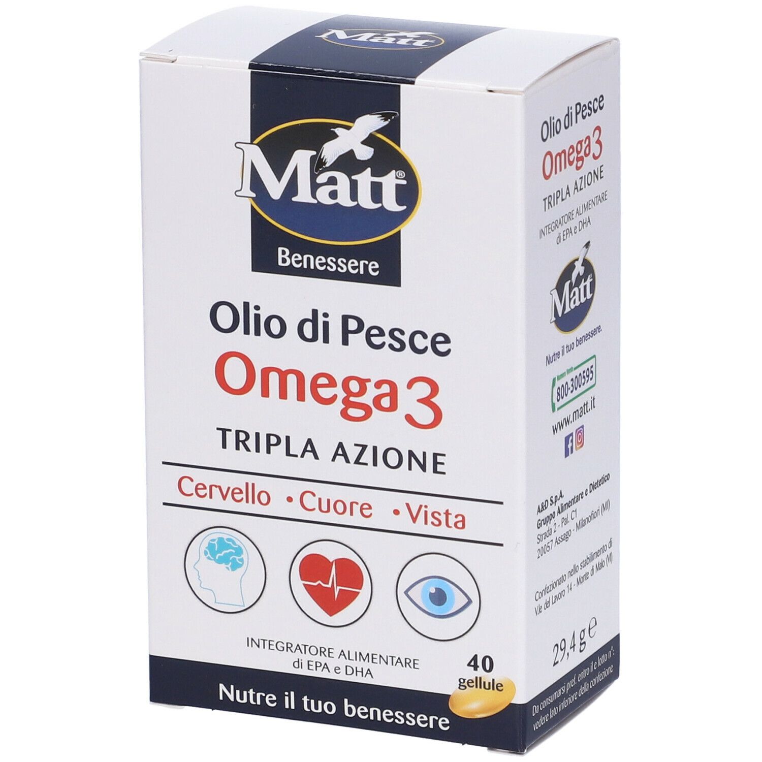 Matt® Benessere Olio di Pesce Omega 3 29,4 g Capsule