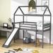 Harper Orchard Peddireddy Wood Loft Bed, House Loft Bed w/ Slide in Gray | 88 H x 41 W x 77 D in | Wayfair DBAD18BD3CFD40F4BF6A9A34B2394D19