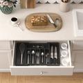 Rebrilliant Koitcho Adjustable Flatware & Kitchen Utensils Drawer Organizer Plastic in Black | 22.4 H x 15 W x 2 D in | Wayfair