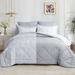 Ebern Designs Wynton Pintuck Embroidered Microfiber Reversible 3 Piece Comforter Set Polyester/Polyfill/Microfiber in White | Wayfair