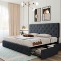 Red Barrel Studio® Storage Bed Upholstered/Metal/Linen in Gray | 44.9 H x 56.7 W x 77.9 D in | Wayfair 66BADF147EF445A1A8CFA8295CA7E059