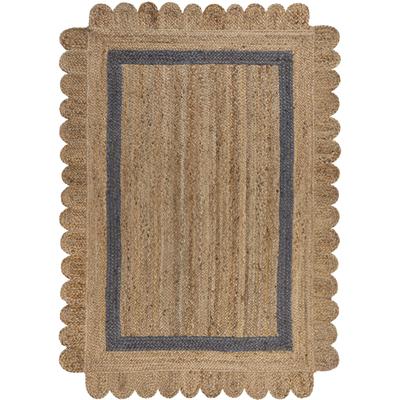 Teppich FLAIR RUGS "Grace", beige (natur, grau), B:200cm H:7mm L:290cm, Jute, Teppiche, aus 100% Jute, fußbodenheizungsgeeignet, mit Bordüre Image