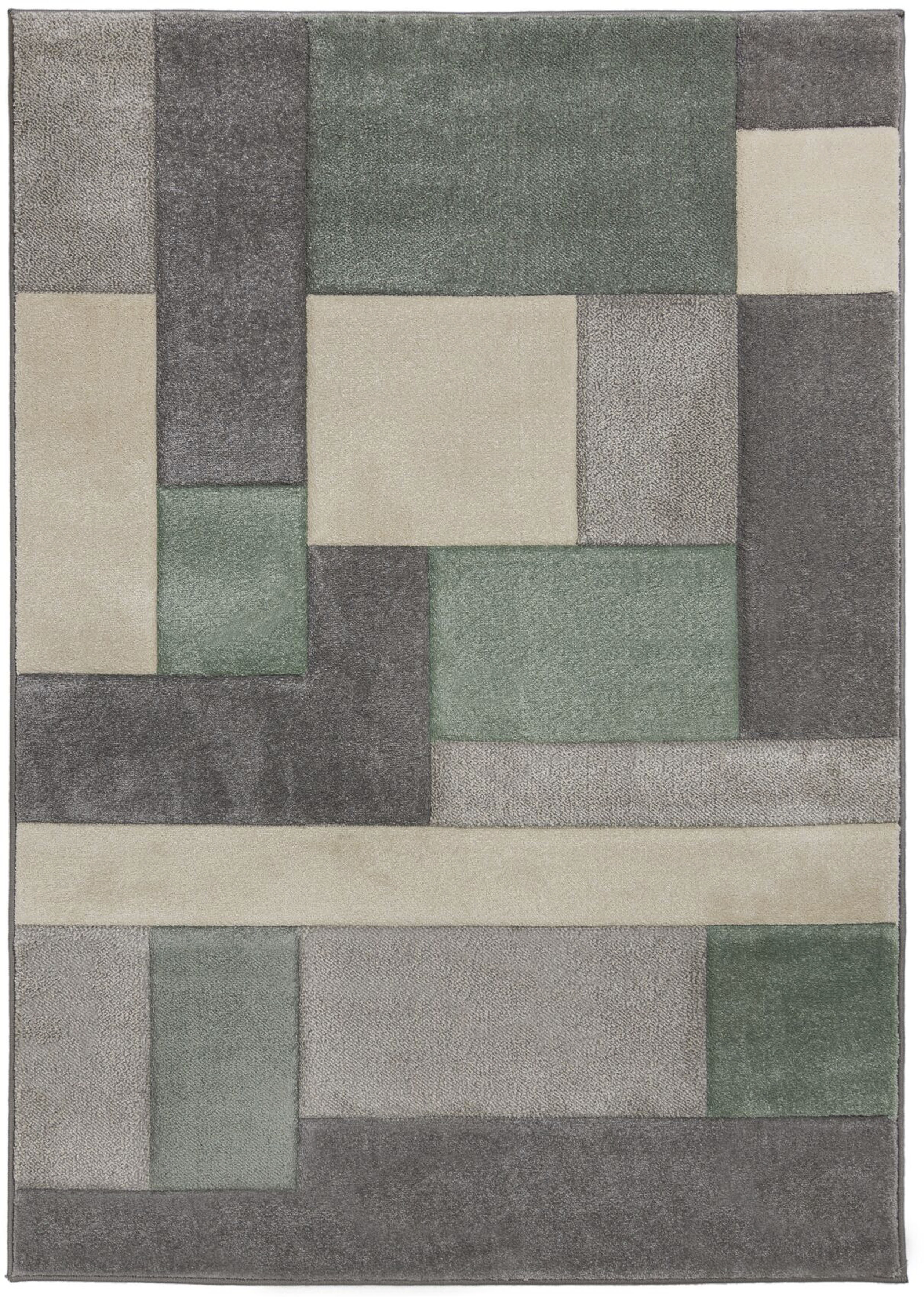 Teppich FLAIR RUGS "Cosmos mit Hoch-Tief-Effekt", grün (mint), B:120cm H:12mm L:170cm, Kunstfaser, Teppiche, Patchwork Design, mehrfarbig, mit Hoch-Tief-Effekt Image