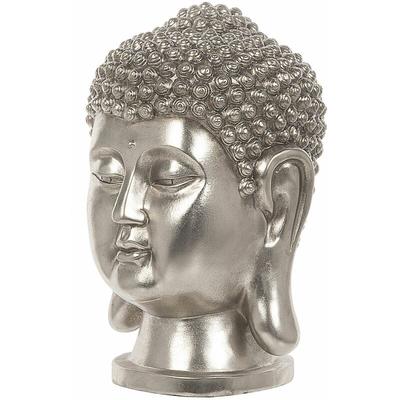 Dekofigur Silber 24 x 41 cm Polyresin Buddha Figur Pflegeleicht Wohnaccessoires Elegant