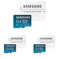 Samsung EVO Select 64GB microSDXC UHS-I U1 130MB/s Full HD Speicherkarte inkl. SD-Adapter (MB-ME64KA/EU), 3er Pack