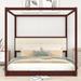 Queen/King Wooden Canopy Platform Bed with Upholstered Headboard