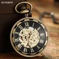 Steampunk-Montre de Poche Mécanique pour Homme et Femme Style Antique Fob