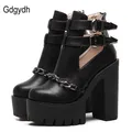Gdgydh – bottines à talons hauts pour femmes chaussures à plateforme décontractées avec boucle
