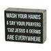 Primitives by Kathy Pinstripe Trimmed Box Sign 5 x 4-Inches Jesus & Germs