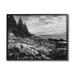 Stupell Industries Rocky Ocean Water Cloudy Coast Monochrome Nature Framed Wall Art 30 x 24 Design by Daniel Sproul