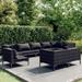 vidaXL 9 Piece Patio Lounge Set with Cushions Round Rattan Dark Gray - 27.6" x 27.6" x 24"