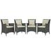 Ergode Sojourn 4 Piece Outdoor Patio Sunbrella Dining Set - Antique Canvas Beige